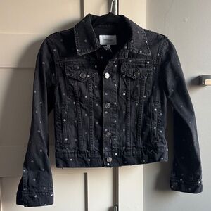 Current/Elliott 1 black polka dot bay trucker denim jean jacket NEW NWT $328